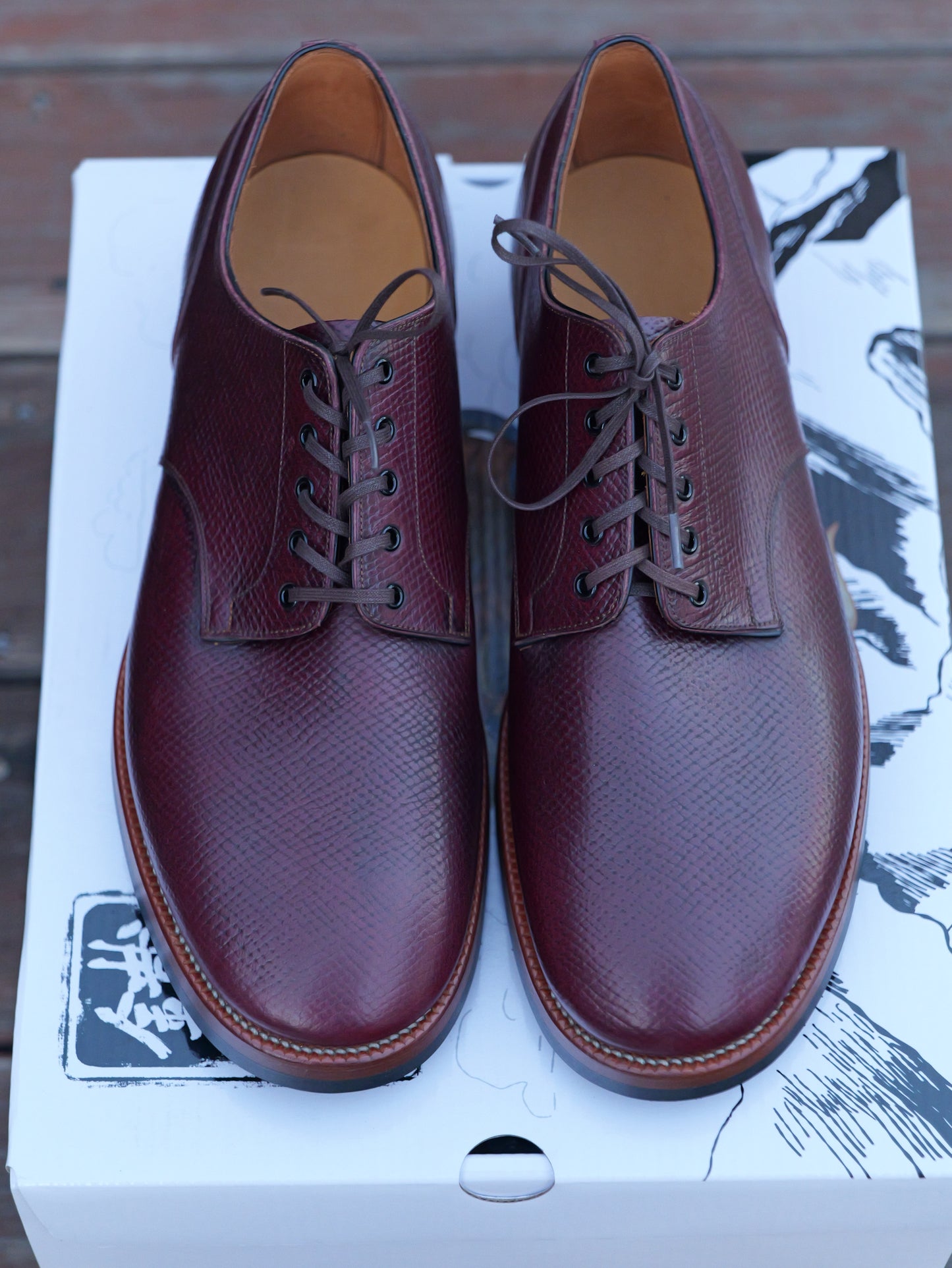 Burgundy Horween Pioneer Hatchgrain TCO Shoe - 9D