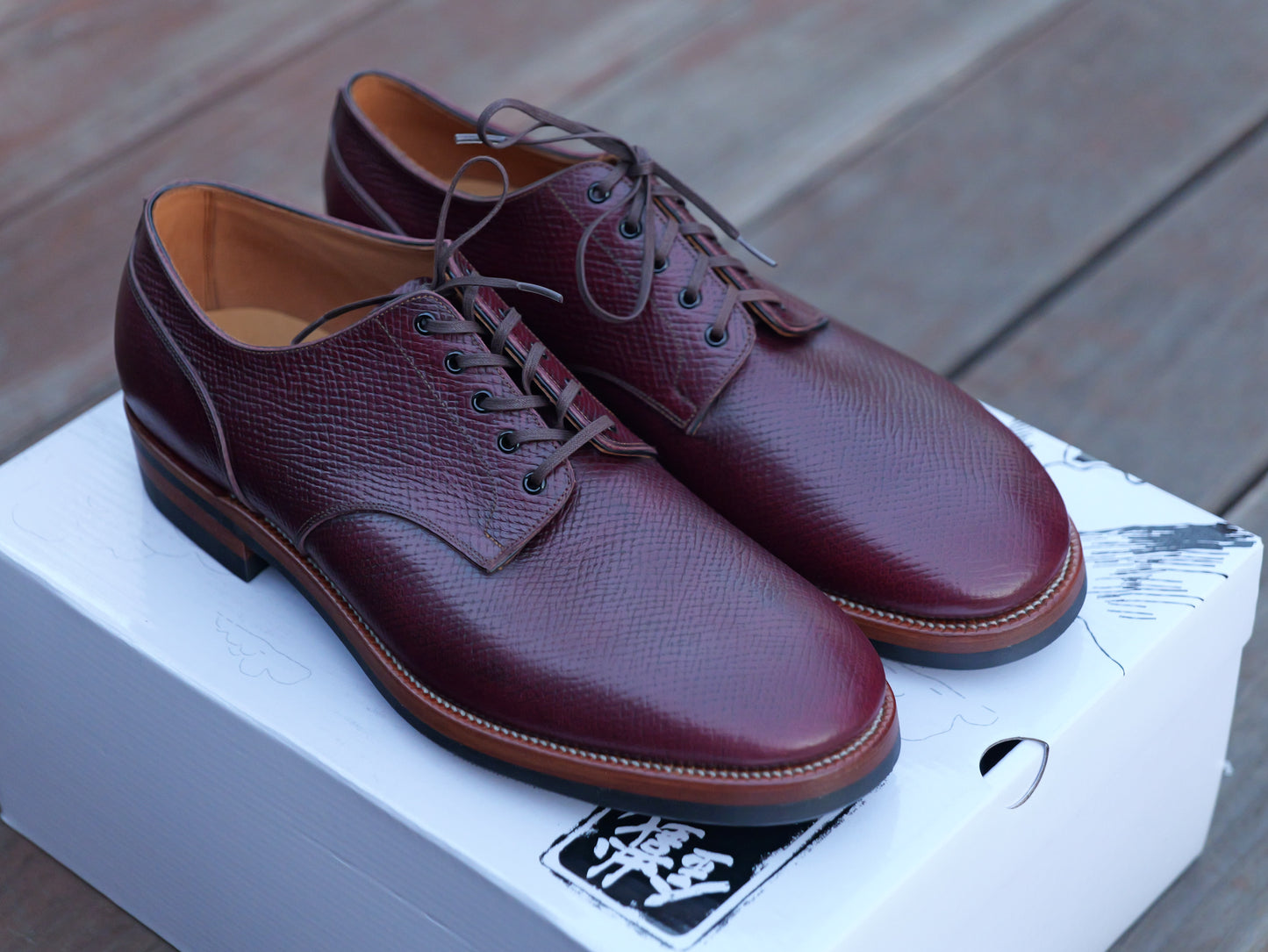 Burgundy Horween Pioneer Hatchgrain TCO Shoe - 9D