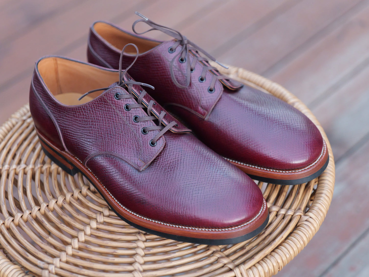 Burgundy Horween Pioneer Hatchgrain TCO Shoe - 9D