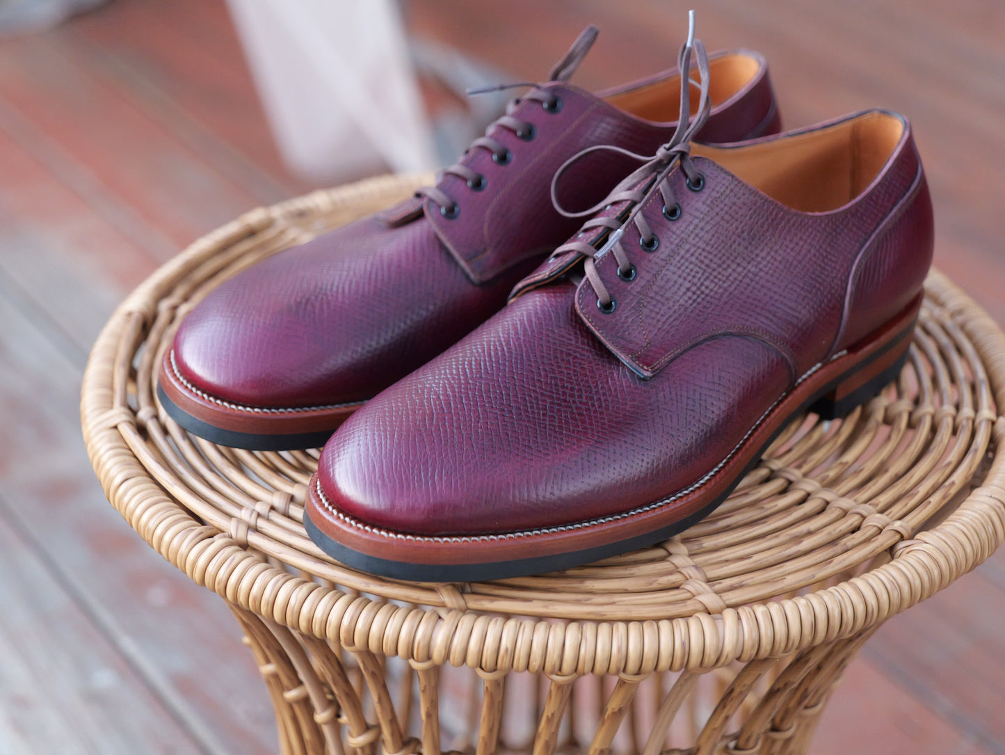 Burgundy Horween Pioneer Hatchgrain TCO Shoe - 9D